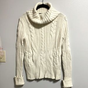 ANN TAYLOR Cozy Cashmere Blend Sweater Cable Knit